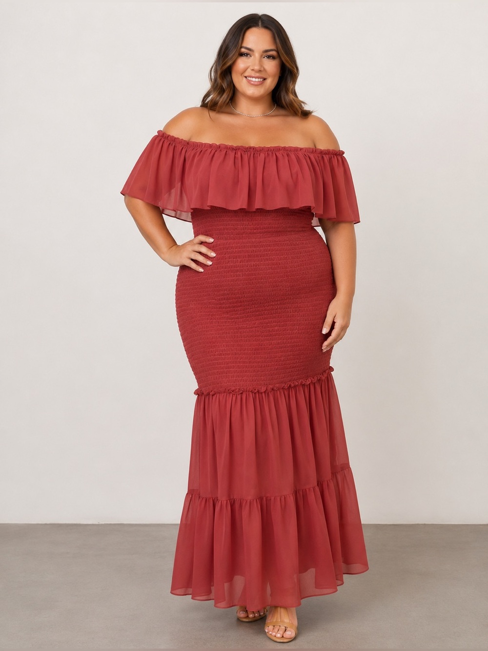 Baltic Born Amalfi Smocked Maxi Dress in Rust 2XL